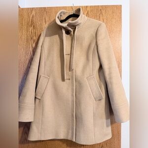 J. Crew Tan Wool Pea Coat with Stand Collar